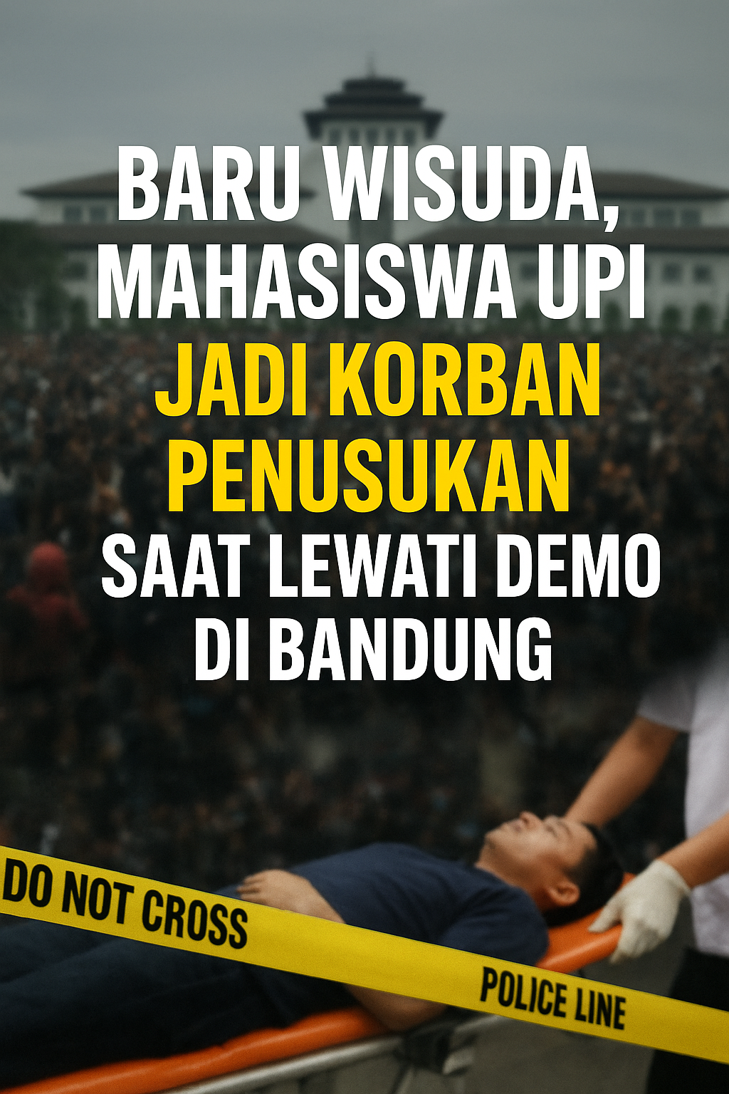 Seorang mahasiswa UPI Ilham Renal menjadi korban penusukan saat berada di sekitar lokasi aksi unjuk rasa di depan Gedung DPRD Jawa Barat.