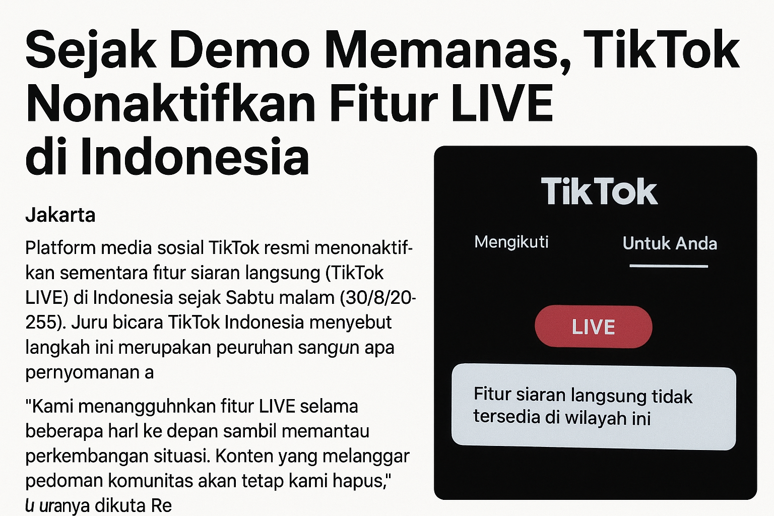 ilustrasi TikTok LIVE di indonesia